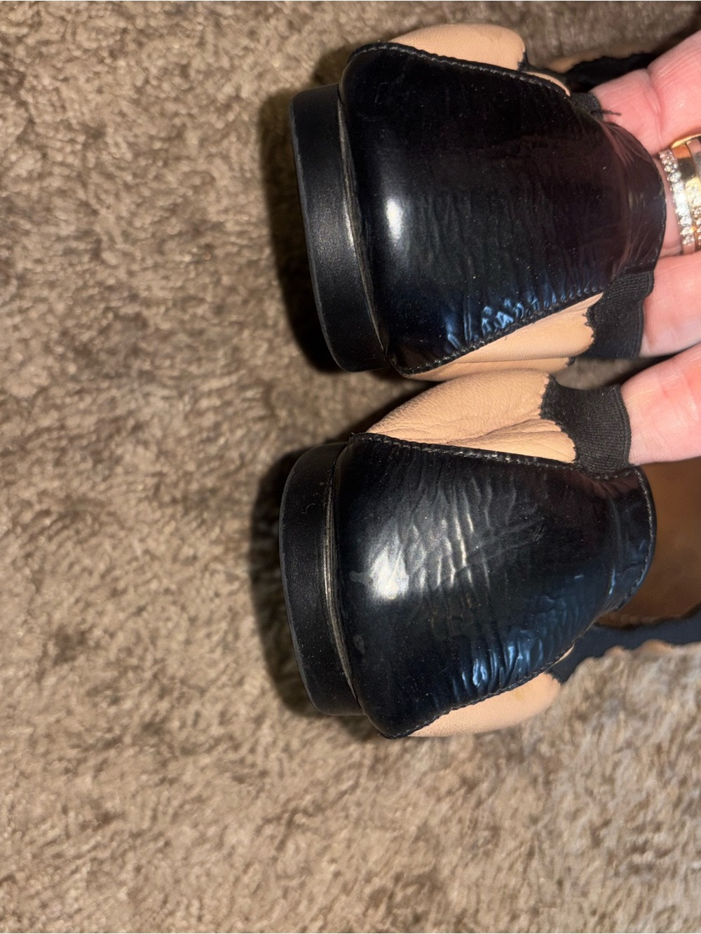 Salvatore Ferragamo Two-Tone Foldable Ballet Flats in Beige and Black - Picture 7 of 10